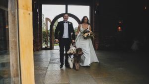 Liane and Nick with their dogs at Hazel Gap Barn